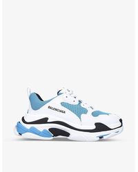 Balenciaga - White/vy Triple S Leather And Mesh Mid-top Trainers - Lyst