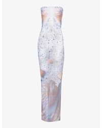 DI PETSA - Sea Foam Graphic-print Stretch-recycled-polyester Maxi Dress - Lyst