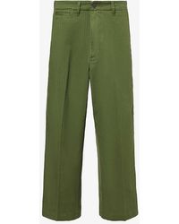Beams Plus - Herringbone Regular-fit Wide-leg Cotton Trousers - Lyst