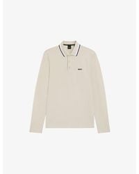 BOSS - Brand-Embroidered Long-Sleeved Cotton-Piqué Polo Shirt - Lyst