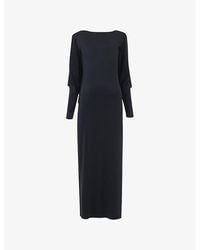 eem - Cape-Back Long-Sleeve Stretch-Woven Maxi Dress - Lyst