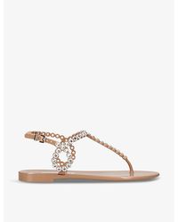 Aquazzura - Almost Bare Crystal-embellished T-bar Jelly Sandals - Lyst