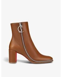 Christian Louboutin - Cl Zip Booty 70 Logo-plaque Leather Heeled Ankle Boots - Lyst