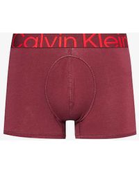 Calvin Klein - Branded-waistband Mid-rise Stretch-cotton Trunk - Lyst