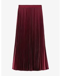 Whistles - Pleated Satin Midi Skirt - Lyst