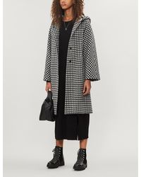Maje Plaid Wool-blend Coat - Black