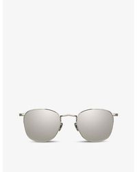 Linda Farrow - Simon Square-frame 22ct White Gold-plated Titanium Sunglasses - Lyst