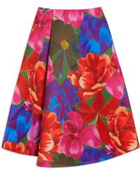 Ted Baker - Col Joralee Floral-print A-line Woven Midi Skirt - Lyst