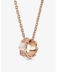 BVLGARI - Serpenti Viper 18ct Rose-gold, 0.2ct Diamond And Mother-of-pearl Pendant Necklace - Lyst