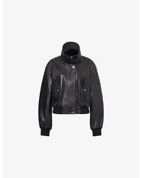 Nour Hammour - Briar Cropped Leather Bomber Jacket - Lyst