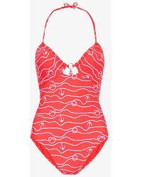 Seafolly - Set Sail Graphic-pattern Stretch Recycled-nylon Swimsuit - Lyst
