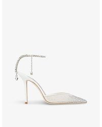 Jimmy Choo - Saeda 100 Crystal-Embellished Mesh Heeled Courts - Lyst