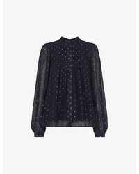 Whistles - Mia Metallic-spot Relaxed-fit Woven Top - Lyst
