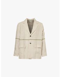 Kartik Research - Contrast-Stitch Regular-Fit Single-Breasted Linen Blazer - Lyst