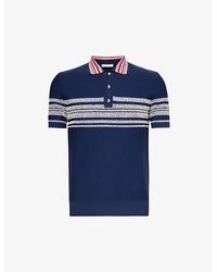 Wales Bonner - Vy Red White Dawn Striped Knitted Polo Shirt - Lyst