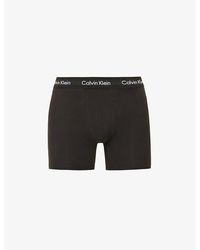 Calvin Klein - Pack Of Three Solid Classic-fit Cotton-jersey Boxer Brief - Lyst