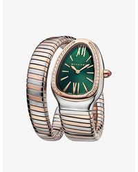BVLGARI - Sp35C4Spgd1T Serpenti Tubogas 18Ct Rose- Stainless-Steel And 0.29Ct Diamond Quartz Watch - Lyst