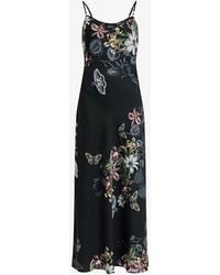 AllSaints - Bryony Sanibel Floral-print Recycled-polyester Midi Slip Dress - Lyst