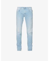 Replay - Anbass Faded-wash Tapered Slim-fit Stretch-denim Jeans - Lyst