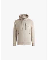 BOSS - Logo-Patch Zip-Up Cotton-Blend Hoody - Lyst