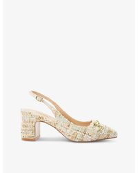 Dune - Choices Chain-embellished Heeled Slingback Courts - Lyst