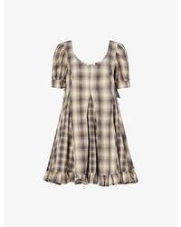 Damson Madder - Sabina Check Mini Cotton Mini Dress - Lyst