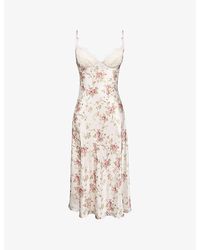 House Of Cb - Felicity Floral-Print Satin Midi Dress Xs (A-C Cup) - Lyst