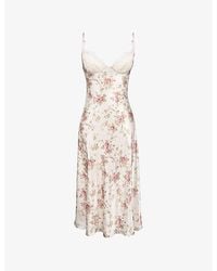 House Of Cb - Felicity Floral-Print Satin Midi Dress Xs (A-C Cup) - Lyst