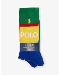 Polo Ralph Lauren - Chamoni Logo-embroidered Pack Of Two Stretch-cotton Blend Socks - Lyst