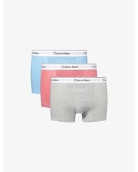 Calvin Klein - Icon Logo-Waistband Pack-Of-Three Stretch-Cotton Trunks - Lyst