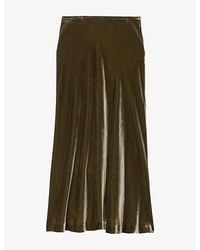 AllSaints - Nalia Bias-Cut Silk-Blend Velvet Midi Skirt - Lyst