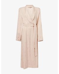 Alessandra Rich - Jacquard Belted Silk Maxi Robe - Lyst