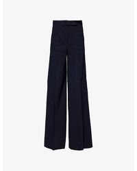 Max Mara - Osol Wide-Leg Ribbed Stretch-Wool Trousers - Lyst