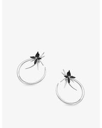 Shaun Leane - Orchid Flower Sterling- And Diamond Hoop Earrings - Lyst