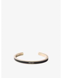 Prada - Enamelled-Logo Metal Cuff Bracelet - Lyst