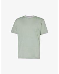 Eleventy - Crewneck Ribbed-trim Cotton-jersey T-shirt - Lyst