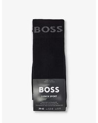 BOSS - Logo-print Cotton-blend Knitted Socks Pack Of Two - Lyst