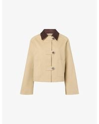 Whistles - Corduroy-Collar Cropped Stretch-Cotton Jacket - Lyst