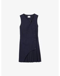 Claudie Pierlot - Sleeveless Pleated-Skirt Wool-Blend Mini Dress - Lyst