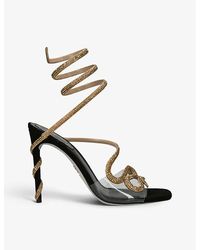 Rene Caovilla - Snake Crystal-embellished Satin Heeled Sandals - Lyst
