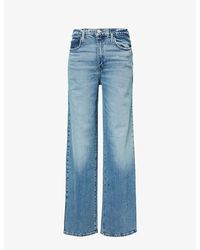 FRAME - Le Jane Wide-leg Mid-rise Stretch-cotton Jeans - Lyst