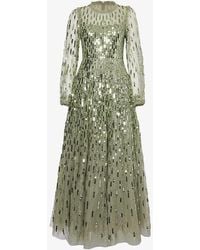 Needle & Thread - Sequin-embellished Frill-trim Recycled-polyester Maxi Dress - Lyst