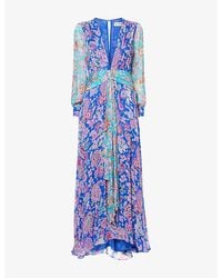 RIXO London - Meera Floral-Print Woven Maxi Dress - Lyst