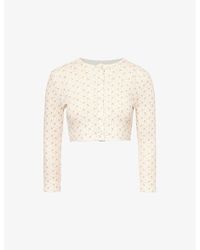 Cou Cou Intimates - Round-Neck Floral-Print Cotton Cardigan - Lyst