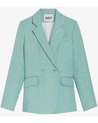 Claudie Pierlot - Double-breasted Straight-fit Stretch Linen-blend Blazer - Lyst