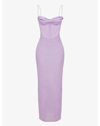 House Of Cb - Charmaine Corset Satin Maxi Dress - Lyst
