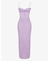 House Of Cb - Charmaine Corset Satin Maxi Dress - Lyst