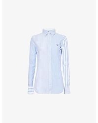 Polo Ralph Lauren - Striped Button-Down-Collar Cotton-Piqué Shirt - Lyst