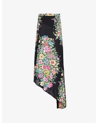 Etro - Floral-print Asymmetric Stretch-woven Midi Skirt - Lyst