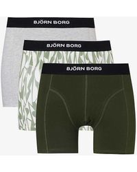 Björn Borg - Logo-waistband Pack Of Three Organic Stretch-cotton Boxers - Lyst